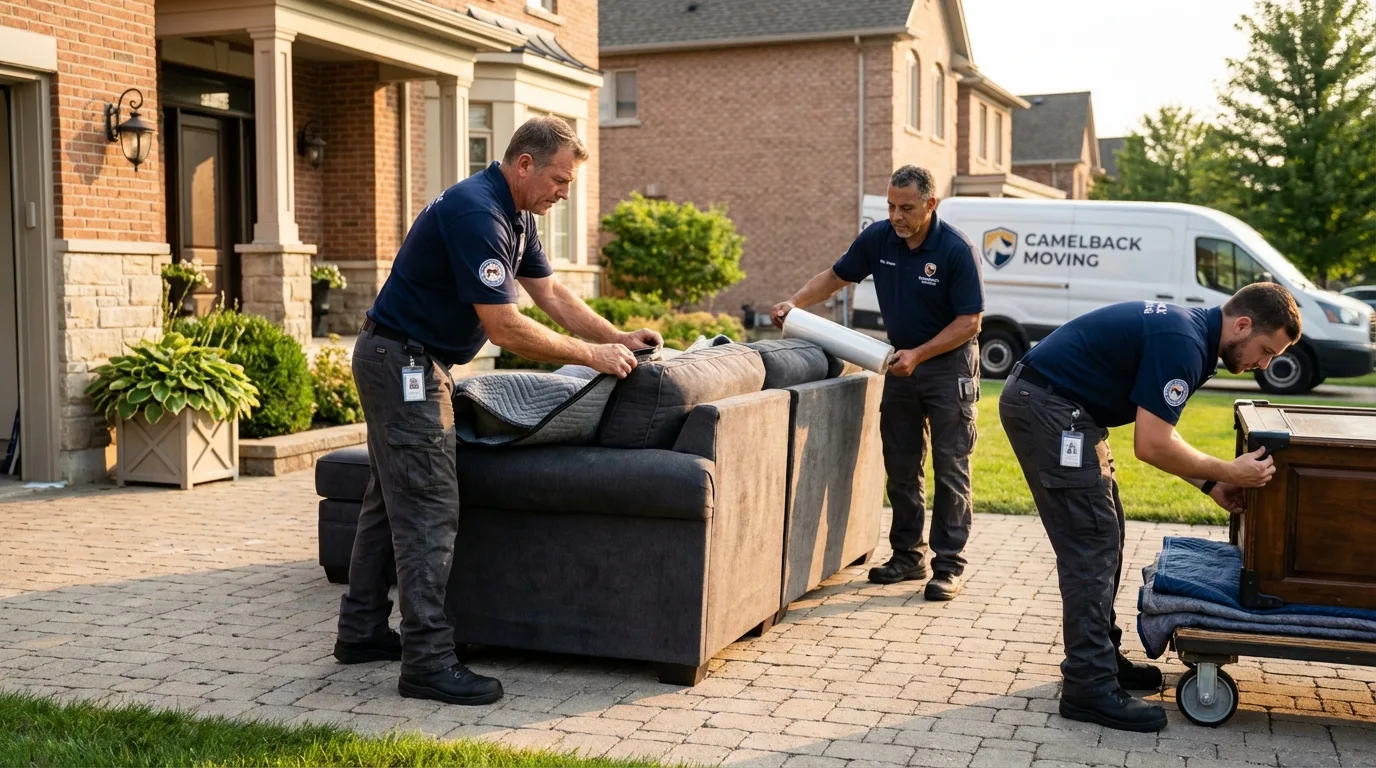 Large estate moving crew wrapping furniture in Youngsville, LA